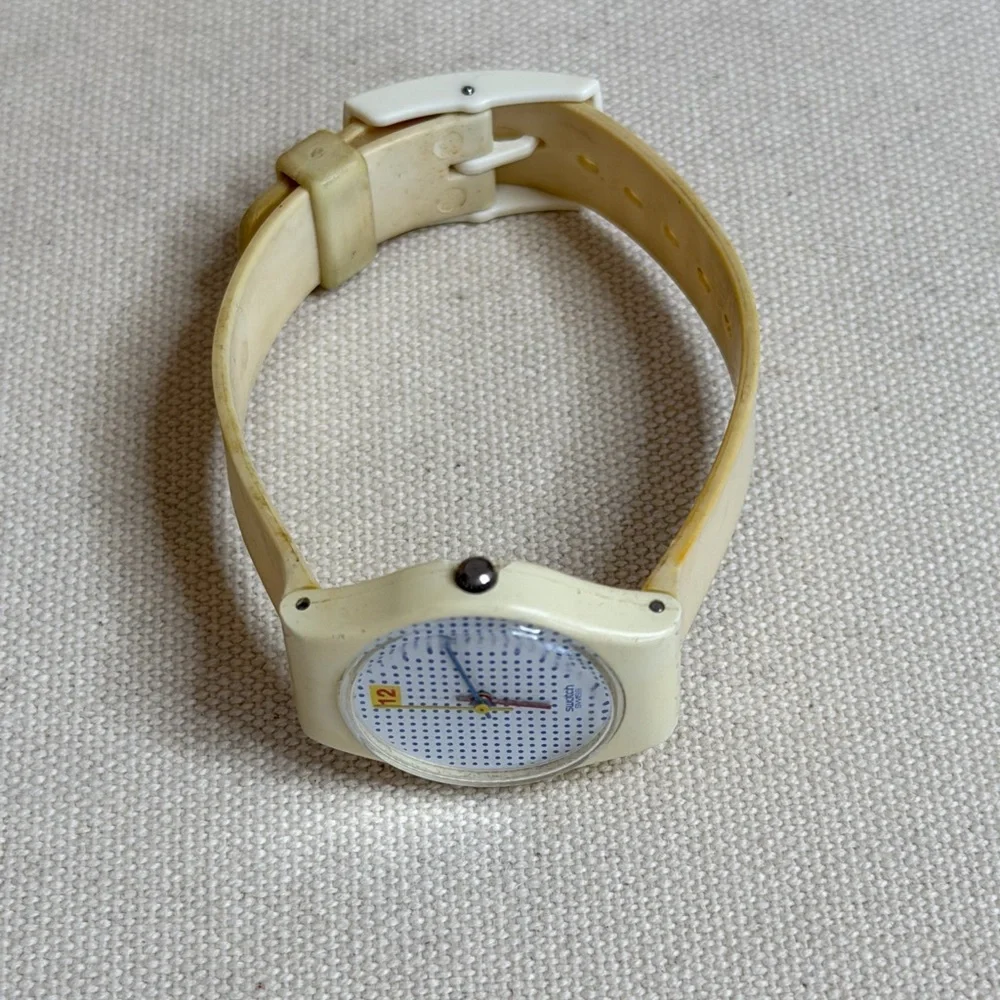 Vintage SWATCH WATCH - DOTTED SWISS - 1980's 34mm New Battery